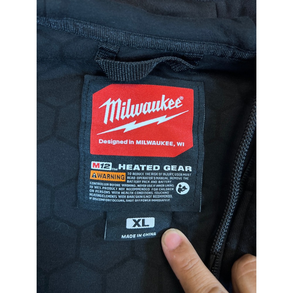 Milwaukee M12 Heated Gear Black Full Zip Hoodie Sweatshirt F200 Mens XL Utility - Picture 7 of 12